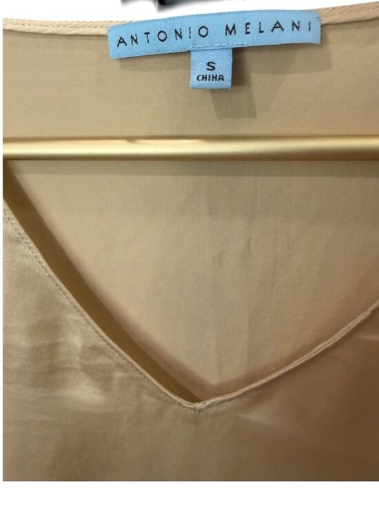 Antonio Melani Gold Silk Tiered Flutter Sleeve Blouse Size S - Picture 4 of 5